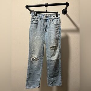Garage Light Blue Ripped Straight Jeans